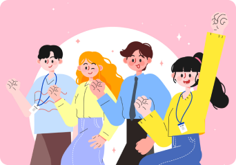 환호하고있는 직장인들